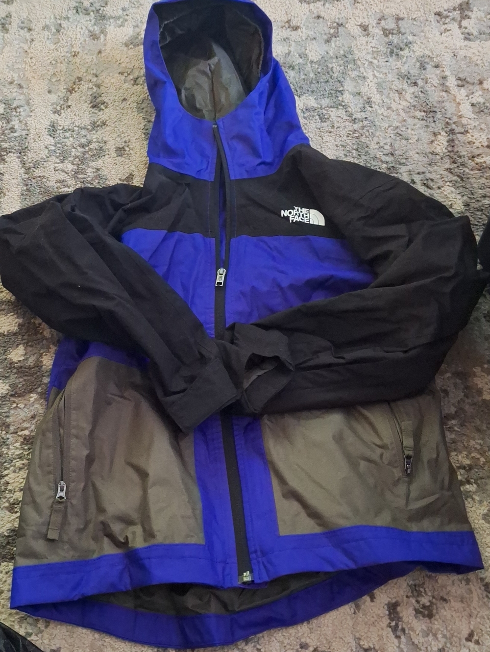 The North Face Blue, Black and Olive Hooded Raincoat
